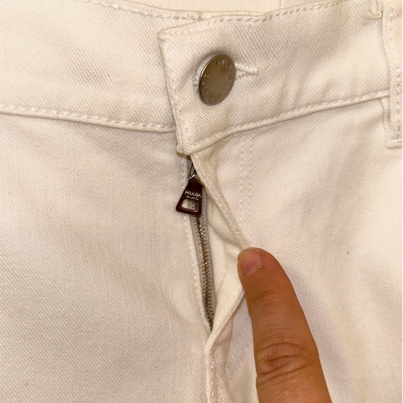 PRADA Y2k Five Pocket Slight flare low rise Regular fit White Jeans SZ: 30 (10) - Picture 4 of 14